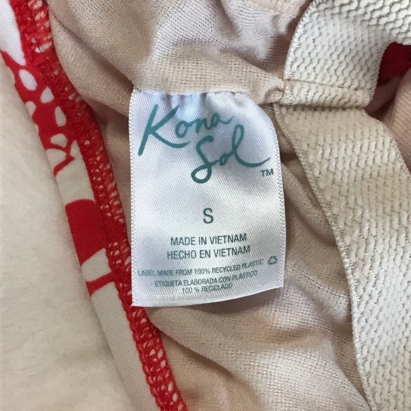 KONA SOL / Red & white Floral One Piece Bathing Suit Size S - Picture 5 of 9